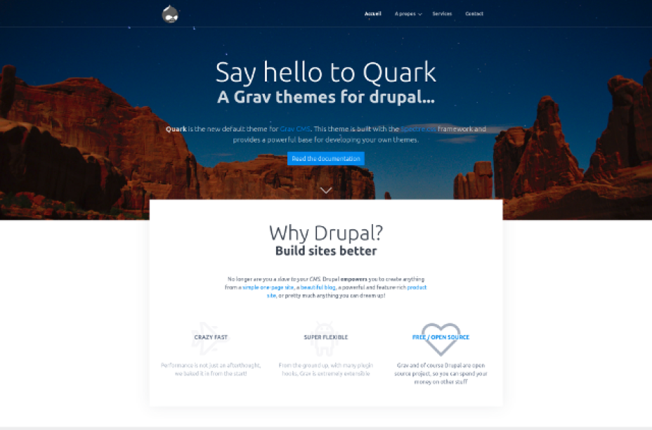 Page d'accueil Quark for Drupal Showcase Default